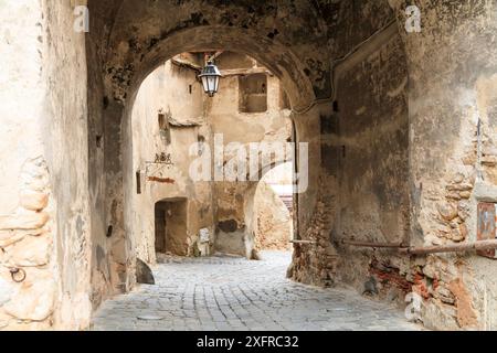 Europe, Romania. Mures County, Sighisoara. City archways. Stock Photo