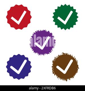 Colorful Check Marks: Vibrant Tick Icon Set, Multi-Color Check mark ...