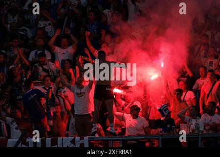 Frankfurt, Germany. 01st July, 2024. Fans of Slovenia seen during UEFA Euro 2024 Round of 16 game between national teams of Portugal and Slovenia at Deutsche Bank Park Final Score: Portugal 0 - 0 Slovenia (Penalty: Portugal 3 - 0 Slovenia) Round of 16 Credit: SOPA Images Limited/Alamy Live News Stock Photo