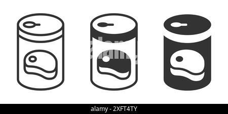 Set of vector icons depicting canned meat in various styles, perfect for food packaging and grocery-related designs Stock Vector