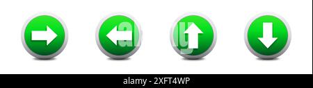 Arrows 3d buttons set. Next Arrow circle icon. Flat vector illustration Stock Vector