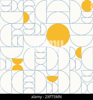 Blue Yellow Line Geometrical Seamless Pattern Stock Vector