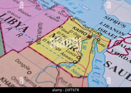 Egypt of the World Map. Close up and selective focus. Travel concept Stock Photo