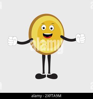 Bitcoin Crypto Currency Character Design Mascot, gestures of cute bitcoin characters. Vector illustrations of crypto coins. Cartoon funny gold mascots Stock Vector
