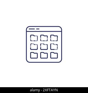 file folders line icon on white Stock Vector