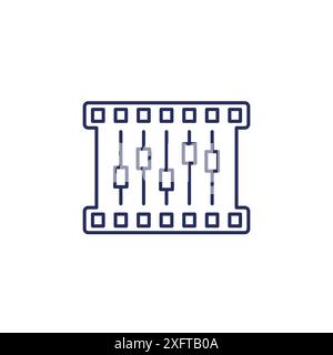 video editing line icon with film strip Stock Vector