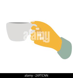 closeup hand holding hot coffee cup illustration vector isolated on white background Stock Vector