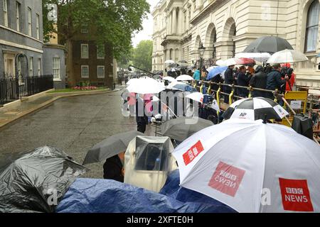 Keir Starmer Downing Street The Press await the Leader of the Labour Party Sir Keir Starmer to arrive in Downing Street to take the keys to No10 as he becomes the UKs Prime Minister after winning yesterdays General Election and taking control after 14 years of Conservative rule. London Westminster UK Copyright: xMartinxDaltonx Labour Win Election 050724 MD 002 Stock Photo