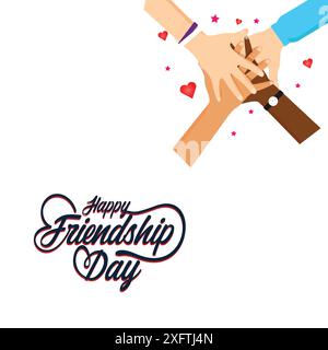 World friendship day. Vector social media post or mockup design. Hand clipart. Besties forever. Stock Vector