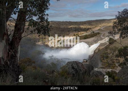The high flow water release event from Jindabyne dam. Jindabyne, NSW, Australia. October, 2017. Stock Photo