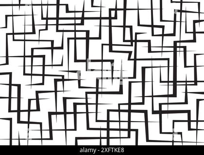 Abstract geometric lines pattern. Black and white vector pattern background. Stock Vector