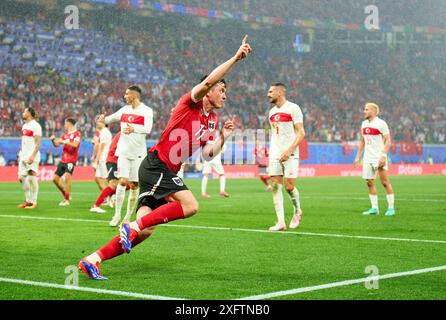 Michael Gregoritsch, AUT 11   scores, shoots goal , Tor, Treffer, Torschuss, 1-2 in the best of 16 match AUSTRIA  - TueRKIJE 1-2 of the UEFA European Championships 2024  on Jul 02, 2024  in Leipzig, Germany.  Photographer: ddp images / star-images Stock Photo