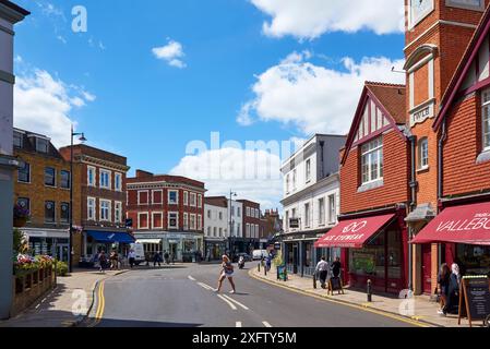 The High Street at Wimbledon Village, Greater London, UK, in summertime Stock Photo