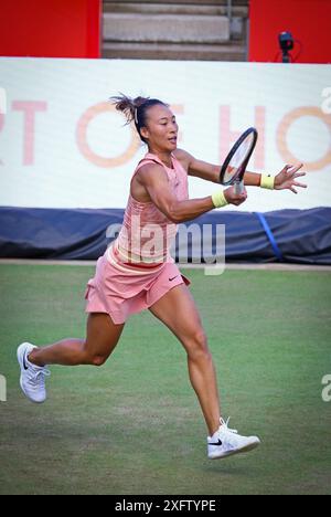 Berlin, Germany - June 19, 2024: Qinwen ZHENG of China in action during her WTA 500 Ecotrans Ladies German Open game against Katerina SINIAKOVA of Czechia at Rot Weiss Tennis Club in Berlin, Germany Stock Photo