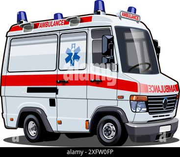 Cartoon ambulance van. Available EPS-10 vector format separated by groups and layers for easy edit Stock Vector