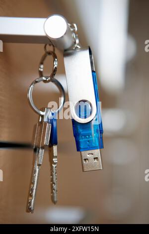 Key ring with pendrive Stock Photo