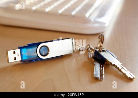 Key ring with pendrive Stock Photo