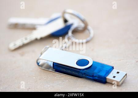 Key ring with pendrive Stock Photo