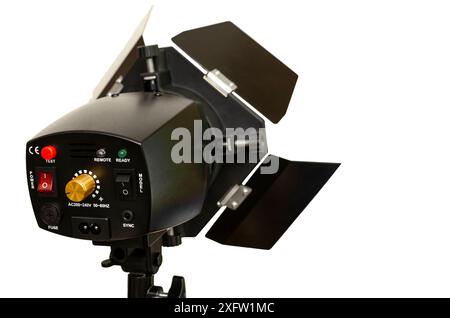 Close-up. Photo studio flash isolated on white background. Stock Photo