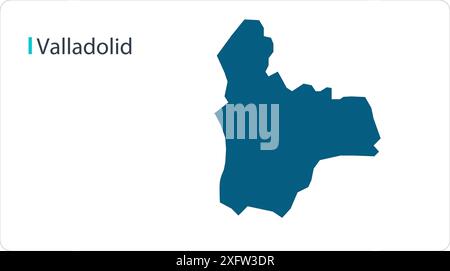 Map of Valladolid1, Spain map, region of Spain, showing its states and cities, with name, World map, vector, EPS, Government, politics Stock Vector