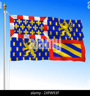 Bourgogne (Burgundy) - Franche Comte regional waving flag, France, European Union, vector illustration Stock Vector