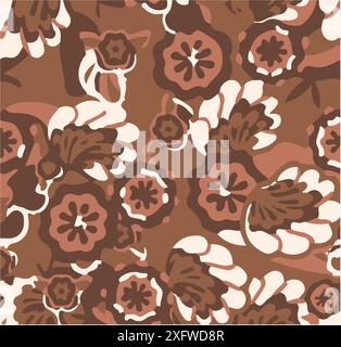Flowers seamless pattern. vector illustration. Abstract flowers, floral vector with leaves Stock Vector