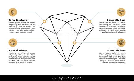 Infographic template with icons and 4 options or steps. Diamond. Can be used for workflow layout, diagram, banner, webdesign. Vector illustration Stock Vector
