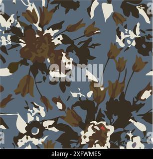 Flowers seamless pattern. vector illustration. Abstract flowers, floral vector with leaves Stock Vector