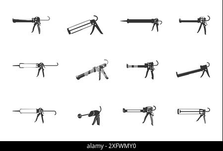 Caulk gun silhouette, Sealant caulking gun silhouette Stock Vector