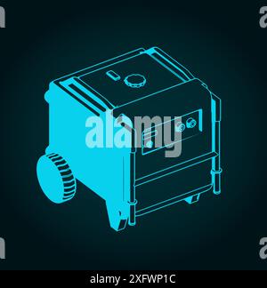 Stylized vector illustration of gasoline generator Stock Vector