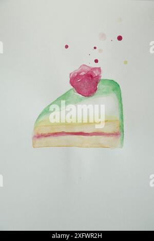 Painting of pastry slice on white background Stock Photo