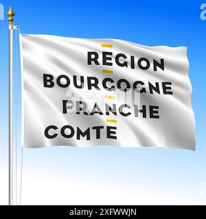 Bourgogne (Burgundy) - Franche Comte regional waving flag, France, European Union, vector illustration Stock Vector