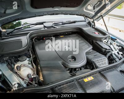 Hong Kong, China April 12, 2024 :Mercedes-Benz GLE 2024 Engine in Hong Kong April 12,2024 in Hong Kong Stock Photo