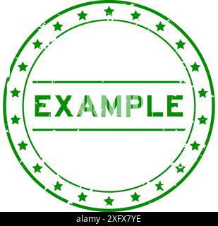 Grunge green example word round rubber seal stamp on white background Stock Vector