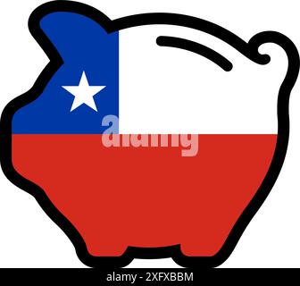Flag of Chile, piggy bank icon, vector symbol. Stock Vector