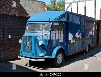 Blue Citroën H-Type van, produced by Citroën for 34 years from 1947 to 1981. Stock Photo