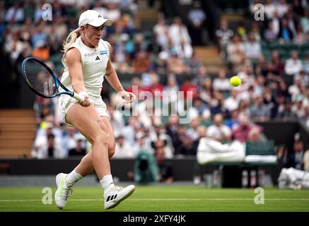 Sonay Kartal in action against Coco Gauff (not pictured) on day five of the 2024 Wimbledon Championships at the All England Lawn Tennis and Croquet Club, London. Picture date: Friday July 5, 2024. Stock Photo