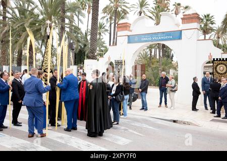 Palm Sunday, preparation, gathering, Park Emilio Villanueva, tradition, customs, Semana Santa, Elche, Alicante, Autonomy of Valencia, Spain Stock Photo