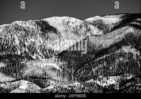 Black & white of snow covered Methodist Mountain (11,707' elevation) near Salida, Colorado, USA Stock Photo