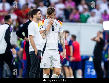 Stuttgart, Germany. 05th July, 2024. Toni Kroos of germany disappointed during the quarterfinal match Spain v. Germany at the UEFA European Championship 2024. Credit:Mika Volkmann/Alamy Live News Stock Photo