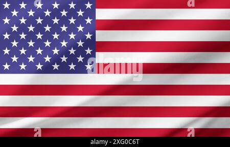 Background detail of United States of America flag occupying the entire frame with waving fabric texture. Stock Photo