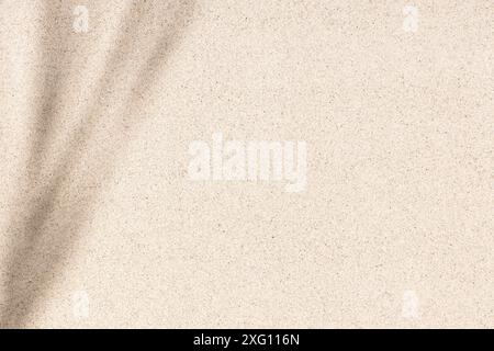 Beach Sand background texture with leaves shadow. Flat Sandy beach. Top view Stock Photo