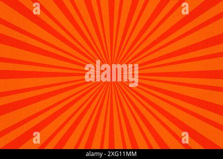 Grainy Orange Sunburst Pattern Background. Vibrant Radial Rays geometric Illustration Stock Photo
