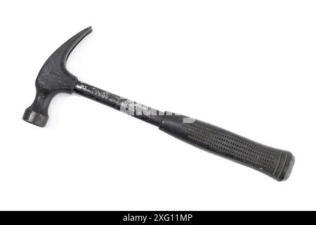 Aged claw hammer isolated on white background. Carpenter tool Stock Photo