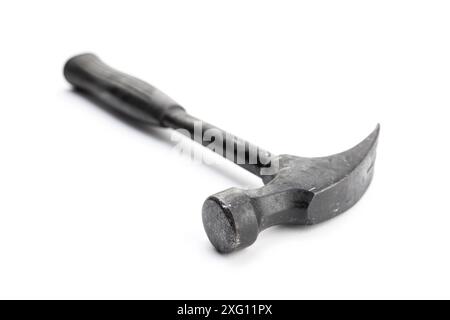 Aged claw hammer isolated on white background. Carpenter tool Stock Photo