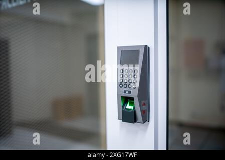 Cutting-edge Biometric Security: Finger Scan Machine Stock Photo