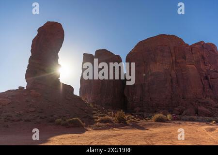 The thumb rock formation, Monument Valley is a region of the Colorado Plateau Stock Photo
