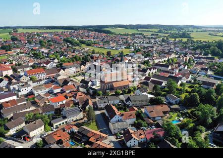 Aerial view of Frontenhausen a market in the Lower Bavarian district of Dingolfing-Landau Stock Photo