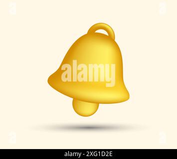 Three dimensional bell icon related to notification suitable for user interface, web or application software design element Stock Photo