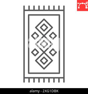 Carpet line icon, interior and home decor, rug vector icon, vector graphics, editable stroke outline sign, eps 10. Stock Vector